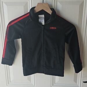 Kids Adidas Black Jacket with Red Stripes, Toddler size 4